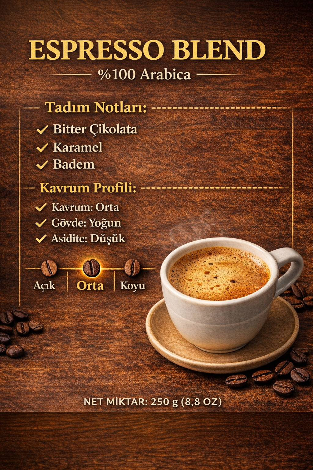 Espresso Blend – Latin America - SCA 87 Puan %100 Arabica Çekirdek Kahve 250 g - Görsel 5